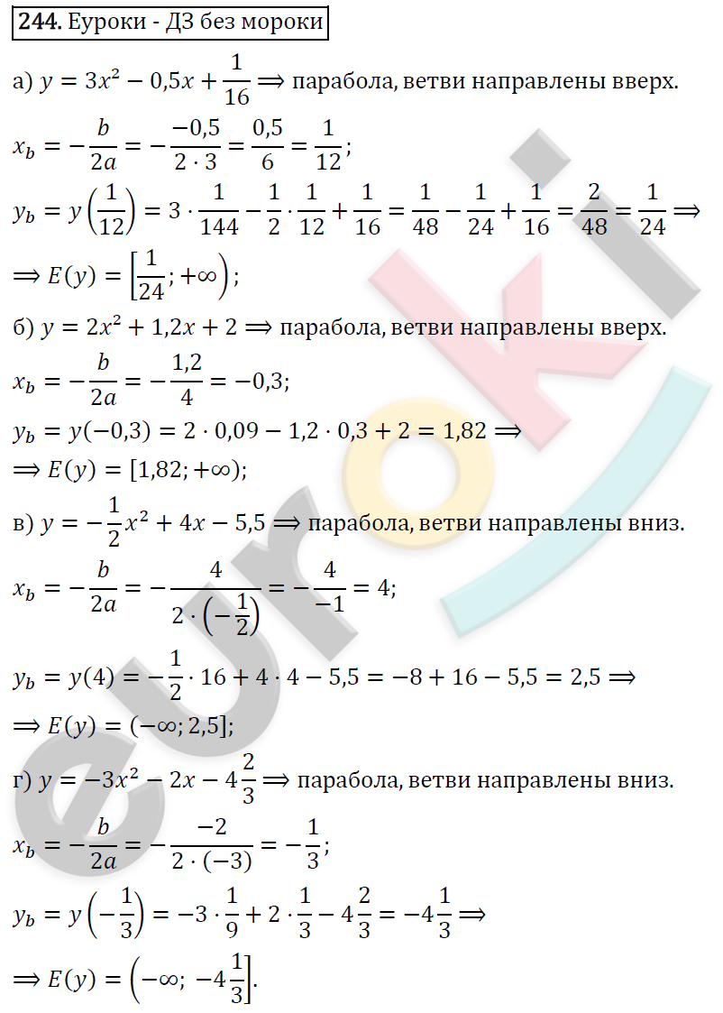 Алгебра 9 класс. ФГОС Макарычев, Миндюк, Нешков Задание 244