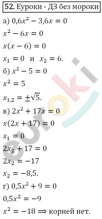 Алгебра 9 класс. ФГОС Макарычев, Миндюк, Нешков Задание 52