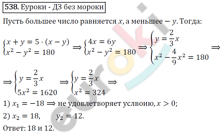 Алгебра 9 класс. ФГОС Макарычев, Миндюк, Нешков Задание 538