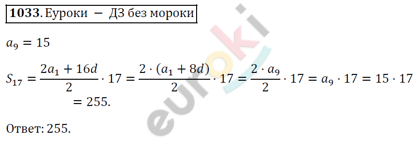 Алгебра 9 класс. ФГОС Мерзляк, Полонский, Якир Задание 1033