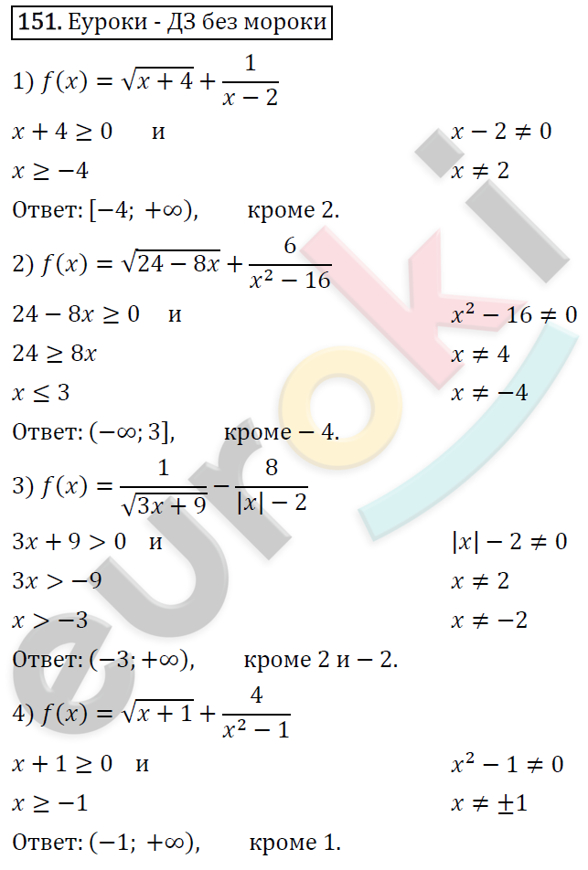 Алгебра 9 класс. ФГОС Мерзляк, Полонский, Якир Задание 151