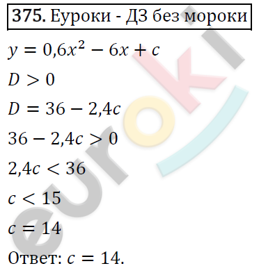 Алгебра 9 класс. ФГОС Мерзляк, Полонский, Якир Задание 375