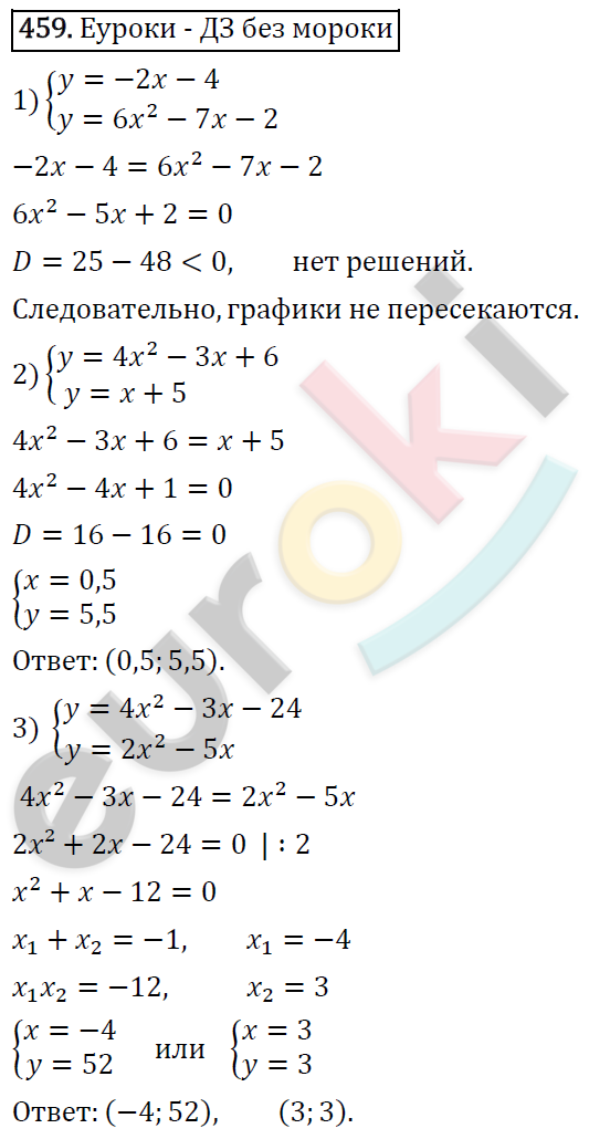 Алгебра 9 класс. ФГОС Мерзляк, Полонский, Якир Задание 459