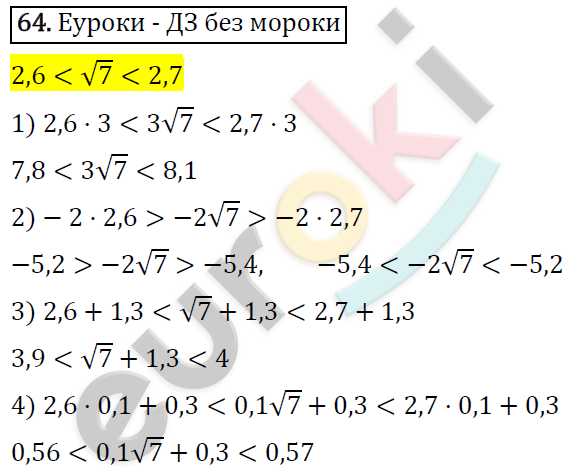 Алгебра 9 класс. ФГОС Мерзляк, Полонский, Якир Задание 64