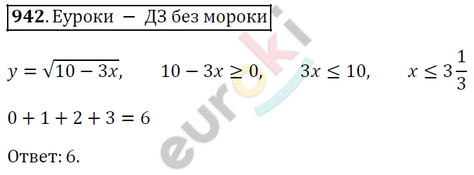 Алгебра 9 класс. ФГОС Мерзляк, Полонский, Якир Задание 942