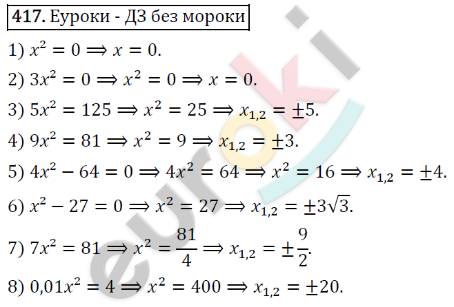 Алгебра 8 класс. ФГОС Колягин, Ткачева, Фёдорова Задание 417