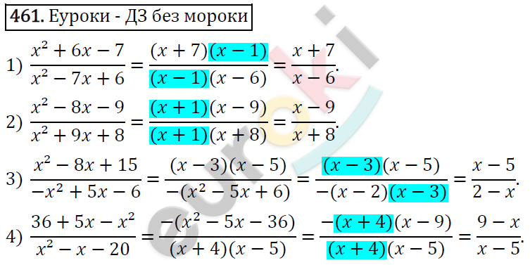 Алгебра 8 класс. ФГОС Колягин, Ткачева, Фёдорова Задание 461