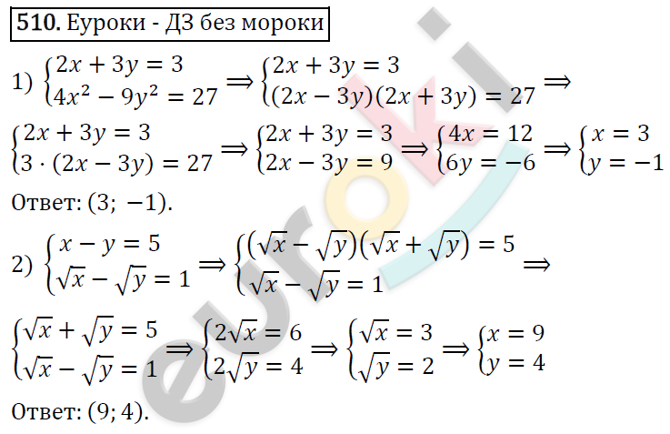 Алгебра 8 класс. ФГОС Колягин, Ткачева, Фёдорова Задание 510