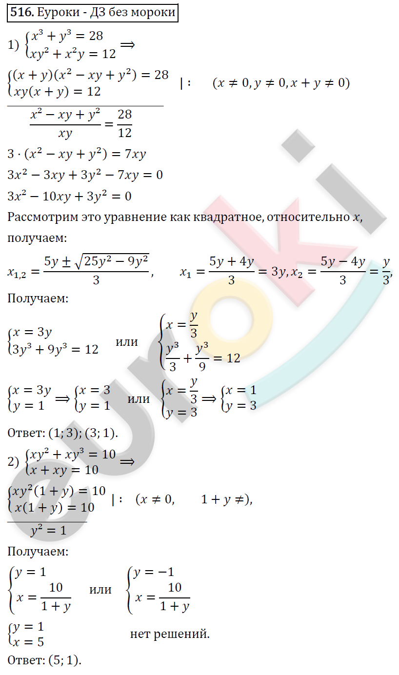 Алгебра 8 класс. ФГОС Колягин, Ткачева, Фёдорова Задание 516