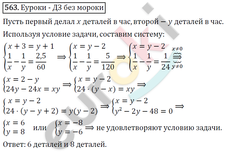 Алгебра 8 класс. ФГОС Колягин, Ткачева, Фёдорова Задание 563