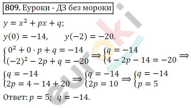 Алгебра 8 класс. ФГОС Колягин, Ткачева, Фёдорова Задание 809