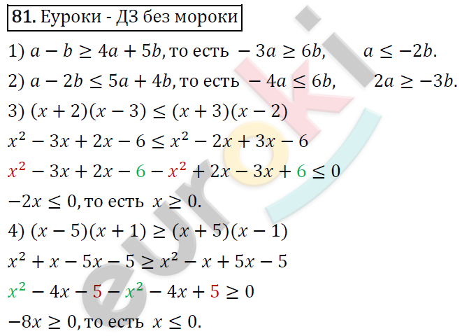 Алгебра 8 класс. ФГОС Колягин, Ткачева, Фёдорова Задание 81