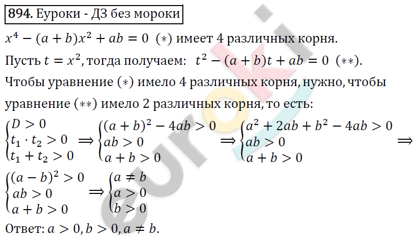 Алгебра 8 класс. ФГОС Колягин, Ткачева, Фёдорова Задание 894