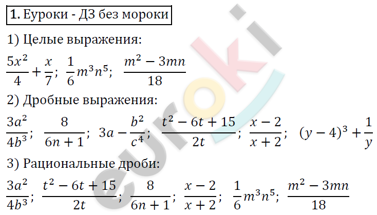 Алгебра 8 класс. ФГОС Мерзляк, Полонский, Якир Задание 1