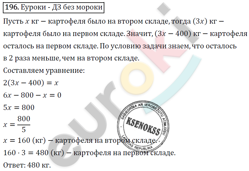 Алгебра 8 класс. ФГОС Мерзляк, Полонский, Якир Задание 196