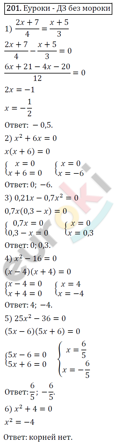 Алгебра 8 класс. ФГОС Мерзляк, Полонский, Якир Задание 201