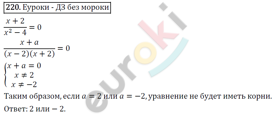 Алгебра 8 класс. ФГОС Мерзляк, Полонский, Якир Задание 220