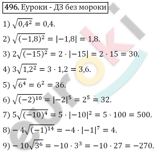 Алгебра 8 класс. ФГОС Мерзляк, Полонский, Якир Задание 496