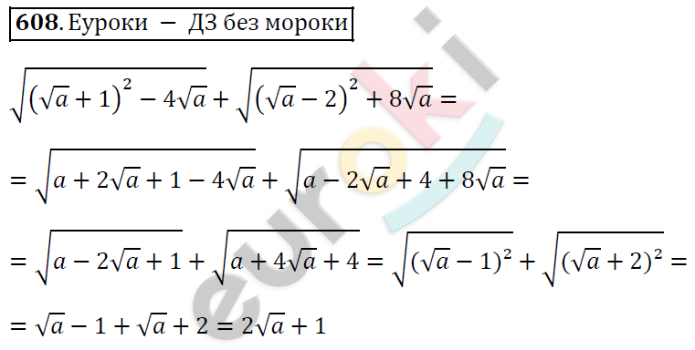 Алгебра 8 класс. ФГОС Мерзляк, Полонский, Якир Задание 608