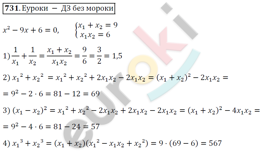 Алгебра 8 класс. ФГОС Мерзляк, Полонский, Якир Задание 731