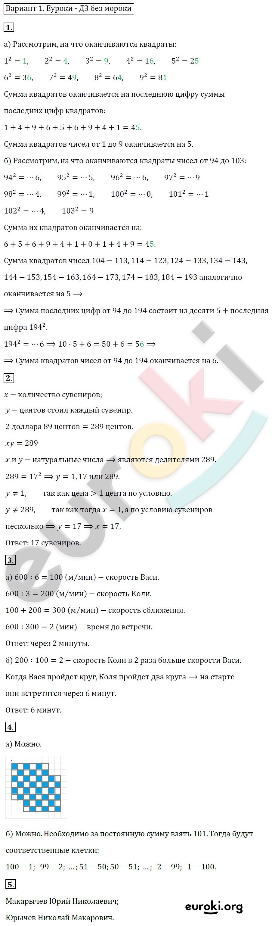 Дидактические материалы по алгебре 7 класс. ФГОС Звавич, Кузнецова Вариант 1