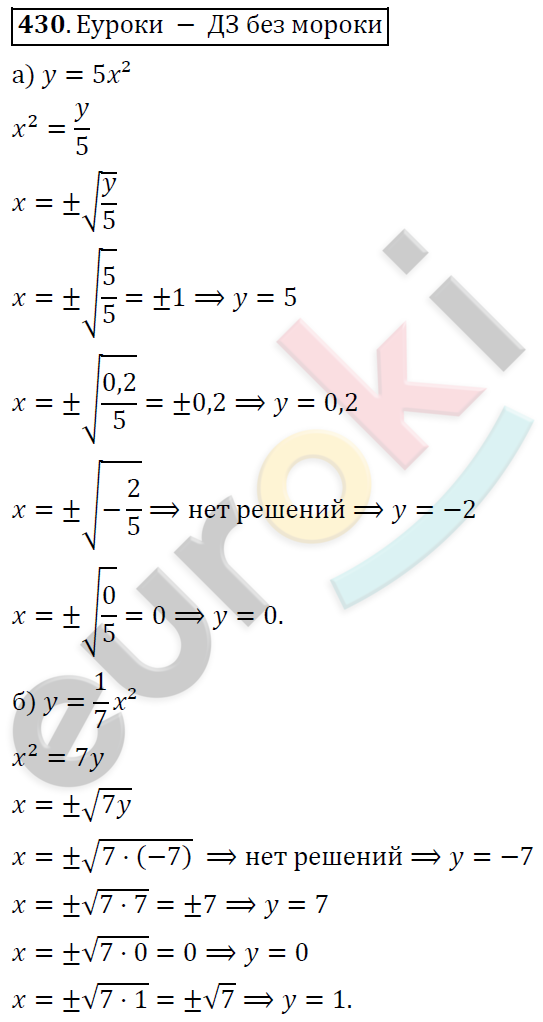 Алгебра 8 класс. ФГОС Никольский, Потапов Задание 430