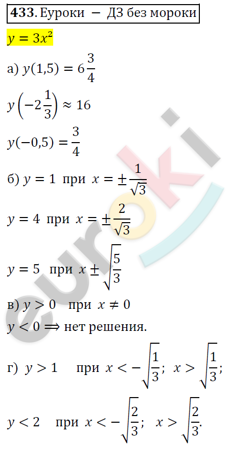 Алгебра 8 класс. ФГОС Никольский, Потапов Задание 433