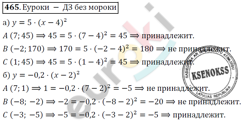 Алгебра 8 класс. ФГОС Никольский, Потапов Задание 465