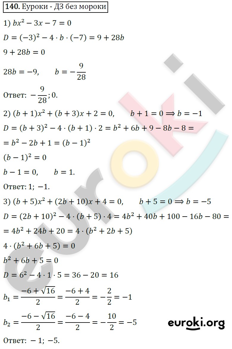 Дидактические материалы по алгебре 8 класс Мерзляк, Полонский, Рабинович Вариант 140