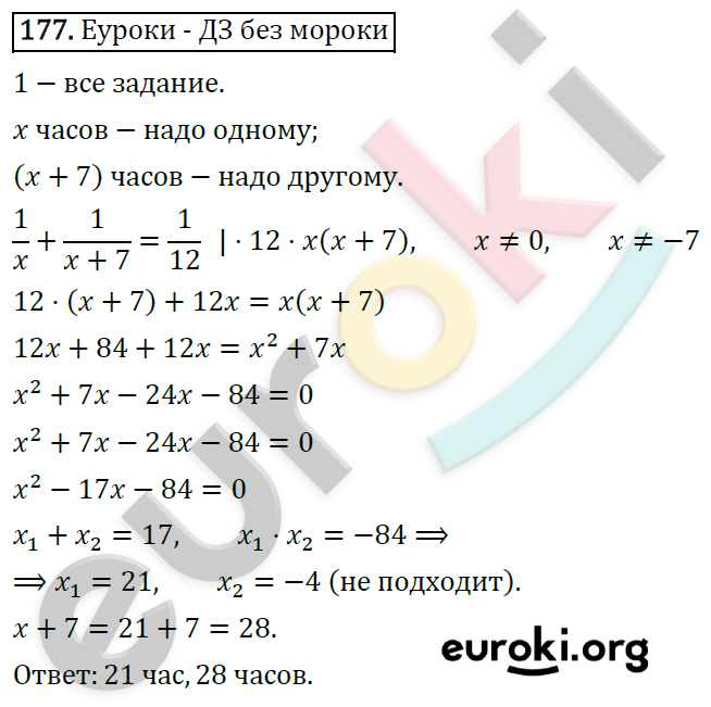 Дидактические материалы по алгебре 8 класс Мерзляк, Полонский, Рабинович Вариант 177