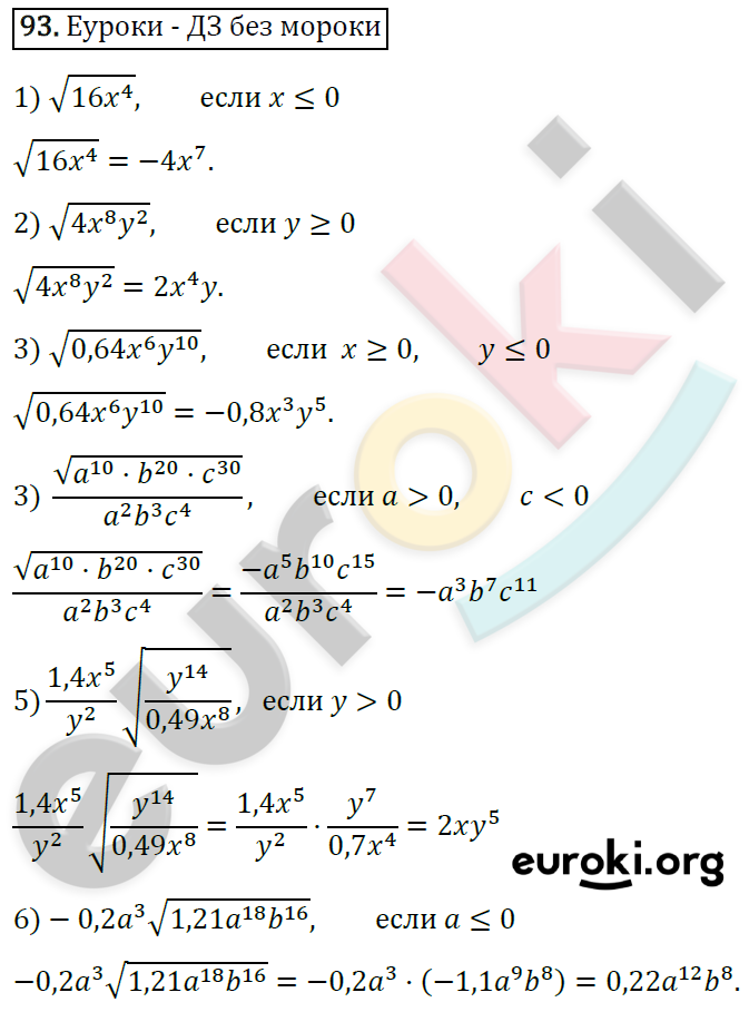 Дидактические материалы по алгебре 8 класс Мерзляк, Полонский, Рабинович Вариант 93