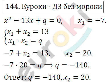 Дидактические материалы по алгебре 8 класс Мерзляк, Полонский, Рабинович Вариант 144