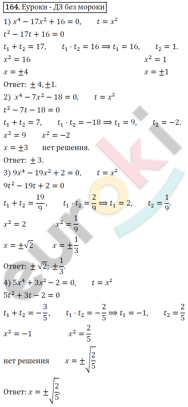 Дидактические материалы по алгебре 8 класс Мерзляк, Полонский, Рабинович Вариант 164