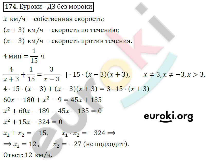 Дидактические материалы по алгебре 8 класс Мерзляк, Полонский, Рабинович Вариант 174