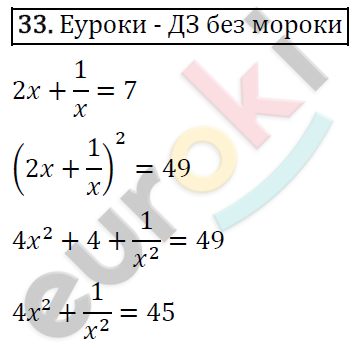 Дидактические материалы по алгебре 8 класс Мерзляк, Полонский, Рабинович Вариант 33