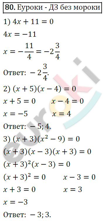 Дидактические материалы по алгебре 8 класс Мерзляк, Полонский, Рабинович Вариант 80