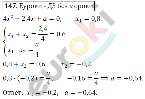 Дидактические материалы по алгебре 8 класс Мерзляк, Полонский, Рабинович Вариант 147