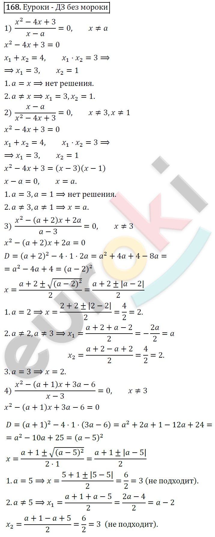 Дидактические материалы по алгебре 8 класс Мерзляк, Полонский, Рабинович Вариант 168