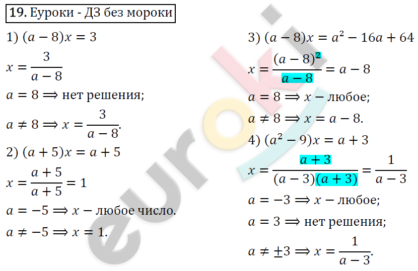 Дидактические материалы по алгебре 8 класс Мерзляк, Полонский, Рабинович Вариант 19