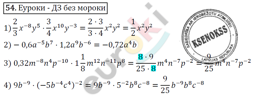 Дидактические материалы по алгебре 8 класс Мерзляк, Полонский, Рабинович Вариант 54