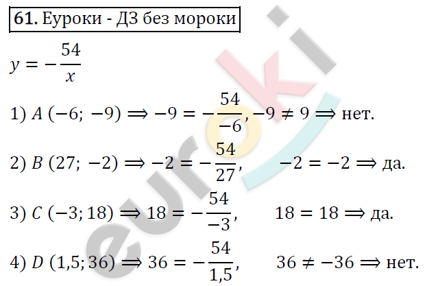 Дидактические материалы по алгебре 8 класс Мерзляк, Полонский, Рабинович Вариант 61