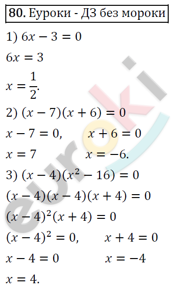 Дидактические материалы по алгебре 8 класс Мерзляк, Полонский, Рабинович Вариант 80