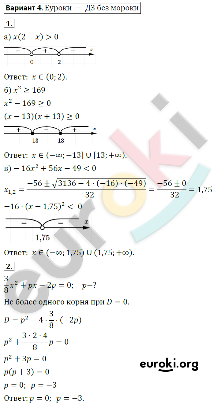 Самостоятельные работы по алгебре 8 класс. ФГОС Александрова Вариант 4