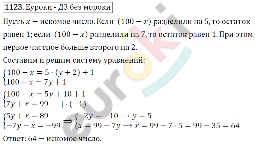 Алгебра 7 класс. ФГОС Макарычев, Миндюк, Нешков Задание 1123