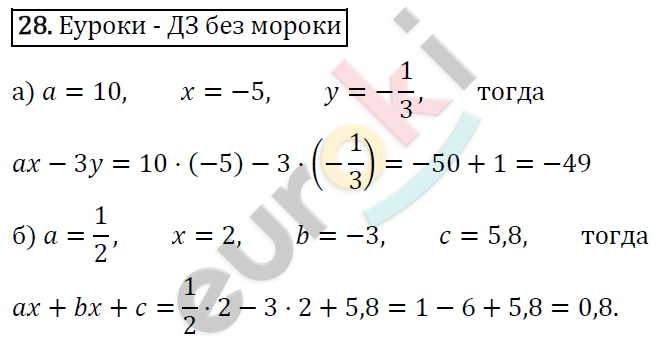 Алгебра 7 класс. ФГОС Макарычев, Миндюк, Нешков Задание 28