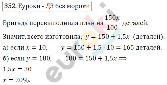 Алгебра 7 класс. ФГОС Макарычев, Миндюк, Нешков Задание 352