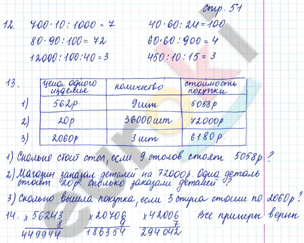 Рабочая тетрадь по математике 4 класс. Часть 1, 2. ФГОС Кремнева. К учебнику Моро Страница 51