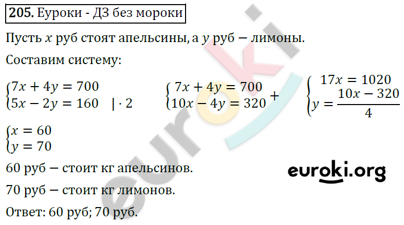 Дидактические материалы по алгебре 7 класс Мерзляк, Полонский, Рабинович Вариант 205