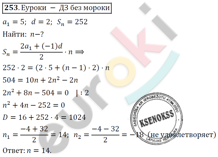 Алгебра 9 класс. ФГОС Колягин, Ткачева, Фёдорова Задание 253