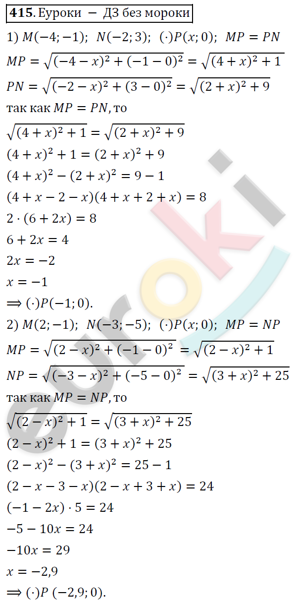 Алгебра 9 класс. ФГОС Колягин, Ткачева, Фёдорова Задание 415
